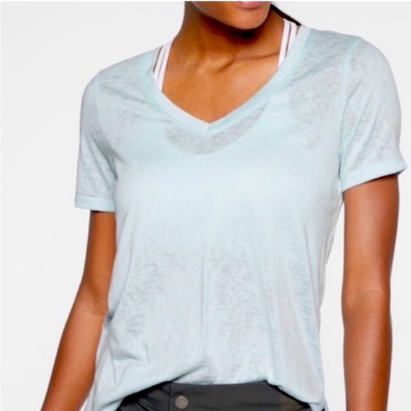 Athleta Tops - Athleta Uptempo Tee Blue Green Heather V-Neck T-Shirt Size Small